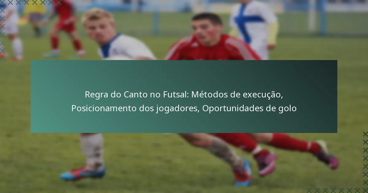 Regra do Canto no Futsal: Métodos de execução, Posicionamento dos jogadores, Oportunidades de golo